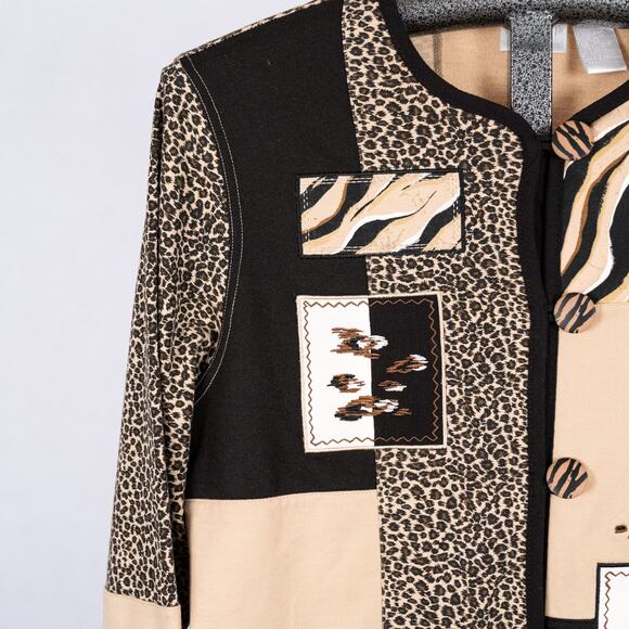 Women's Vintage Animal Print Safari Zebra Theme Top MEDIUM Patchwork Embroidered - Picture 5 of 9